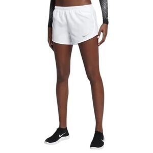 Nike Tempo Running Shorts White Mesh Lined Women’s Medium Modern Emboss